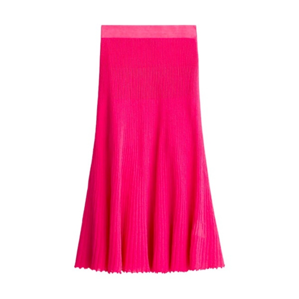 NWT J Crew Sz Small Ribbed Flare Pleated Midi Skirt in hot pink TTS